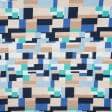 Тканини для костюмів - Котон сатин стрейч принт геометрія бежевий/синій/смарагдовий