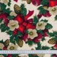 Ткани для декоративных подушек - Декоративная новогодняя ткань Рождественник  фон ваниль(аналог 107029)