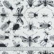 Ткани для декоративных подушек - Декоративная ткань лонета насекомые  черный