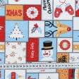Тканини для скрапбукінга - Декоративна новорічна тканина лонета Колаж /X-MAS HOLLY / фон блакитний