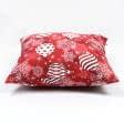 Ткани готовые изделия - Чехол  на подушку новогодний Елочные игрушки,  фон красный 45х45см (173304)