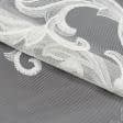 Ткани ненатуральные ткани - Тюль сетка вышивка Аделина цвет кремовый