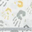 Ткани для драпировки стен и потолков - Тюль кисея Детские ладошки цвет оливка, желтый с утяжелителем