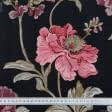 Ткани портьерные ткани - Декоративная ткань Палми / Palmi цветы бордовые фон черный