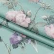 Ткани портьерные ткани - Декоративная ткань Сомбра розы/SOMBRA фон т.бирюза