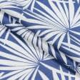 Тканини для блузок - Льон Сабіна біле листя на синьому