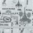 Ткани для декоративных подушек - Декоративная ткань лонета Париж фон серый
