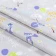 Ткани для детской одежды - Экокоттон лисички, фон св.серый