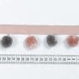 Тканини тасьма - Тасьма репсова з помпонами Ірма колір рожевий, сірий 20 мм