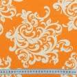 Тканини льон - Декор карусель вензель, оранж 280см