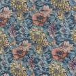 Тканини для декоративних подушок - Гобелен жоржини тон синій