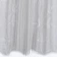 Тканини для декору - Тюль сітка вишивка Гілочки сіра з фестоном