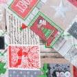 Тканини новорічні тканини - Новорічна тканина лонета Колаж листівки, червоний, сірий