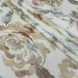 Тканини для декоративних подушок - Декор нубук прінт,великі квіті лазурь,бєж