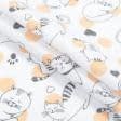 Тканини для сорочок і піжам - Фланель ТКЧ набивна коти колір сіро-персиковий