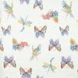 Ткани хлопок - Декоративная ткань Бабочки, птицы фон молочный