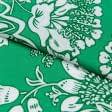 Тканини для суконь - Поплін принт білі квіти на зеленому