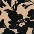 Тканини для суконь - Штапель Фалма принт чорні квіти на темно-бежевому