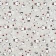 Ткани хлопок смесовой - Декоративная новогодняя ткань лонета Снеговик / X-MAS RENNE  пингвин фон беж