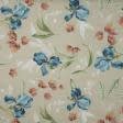 Тканини для штор - Декоративна тканина Ярма квітка ірису синій фон натуральний