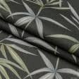 Тканини для римських штор - Декоративна тканина Листя бамбука / PRIMAVERA фон темно-сірий