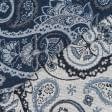Тканини портьєрні тканини - Гобелен Турецькі огірки сині фон молочний