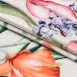 Тканини велюр/оксамит - Велюр принт Терсіопель Латірус квіти фон бежевий