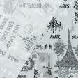Тканини бавовняні сумішеві - Декоративна тканина лонета Париж фон сірий