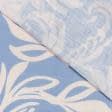 Тканини льон - Платтяна Дієго принт квіти бежеві на блакитному