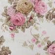 Тканини портьєрні тканини - Декоративна тканина панама Артіко/ARTICO троянди фрез, т.бежевий