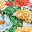 Ткани хлопок - Ткань скатертная рогожка цветы