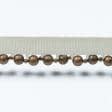 Ткани фурнитура для декоративных изделий - Репсова лента с бусинами цвет крем, бронза 25 мм