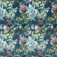 Тканини для штор - Декоративний велюр Бутрус квіти листя фон смарагд