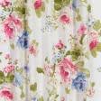 Тканини для штор - Декоративна тканина лонета Флорал  квіти рожевий, блакитний, фон молочний