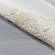 Ткани гардинные ткани - Тюль микросетка вышивка Ноеми бежево-молочная с фестоном