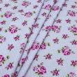 Тканини бавовняні сумішеві - Декоративна тканина лонета Кемайл/ KAMIL трояндочки рожеві, горошок фон св.мальва,