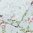 Тканини штори - Штора лонета Флорал  квіти фуксія, блакит 150/270 см  (161180)