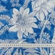 Тканини для декору - Декоративна тканина лонета Парк листя синій