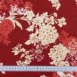 Тканини для суконь - Платтяний шовк віскозний квіти червоно-бежевий
