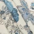 Ткани портьерные ткани - Декоративная ткань панама Рамас /RAMAS цветы,  т.голубая