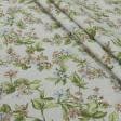 Ткани портьерные ткани - Декоративная ткань Камил / KAMIL цветы мелкие коричневый, серый, зеленый