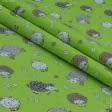 Ткани для мягких игрушек - Экокоттон барашки фон зеленое яблоко