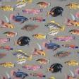Тканини для маркіз - Дралон принт Вардо /VARDO рибки кольорові фон темно бежевий