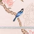 Тканини бавовняні сумішеві - Бязь набивна голд MG магнолія/птахи персиковий