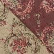 Тканини портьєрні тканини - Гобелен Вензель беж-бордовий