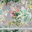 Тканини портьєрні тканини - Декоративна тканина бутрус/ butrus фон сірий квіти листя