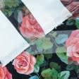 Тканини для суконь - Органза-атлас смужка троянди
