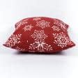 Ткани готовые изделия - Чехол  на подушку новогодний/ Снежинки, фон красный 45х45см