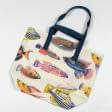 Тканини сумка шопер - Сумка шоппер Риби кольорові / фон молочний 50х50 см