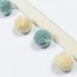 Ткани фурнитура для декора - Тесьма репсовая с помпонами Ирма цвет крем, лазурь 20 мм